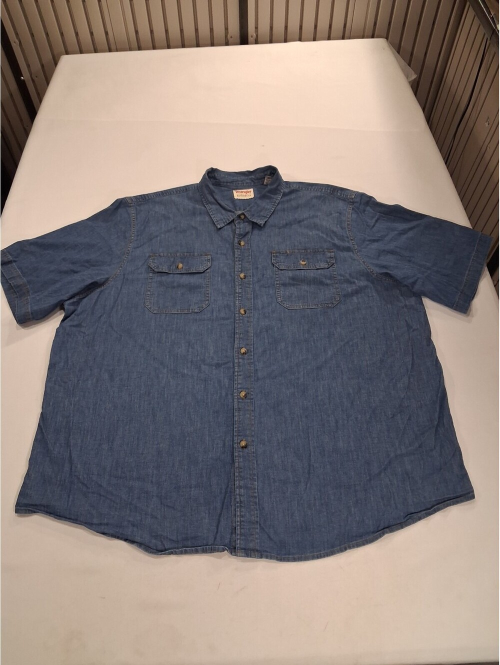 Wrangler Authentics Men's Short Sleeve Chambray Woven Shirt Pockets Size 3XL